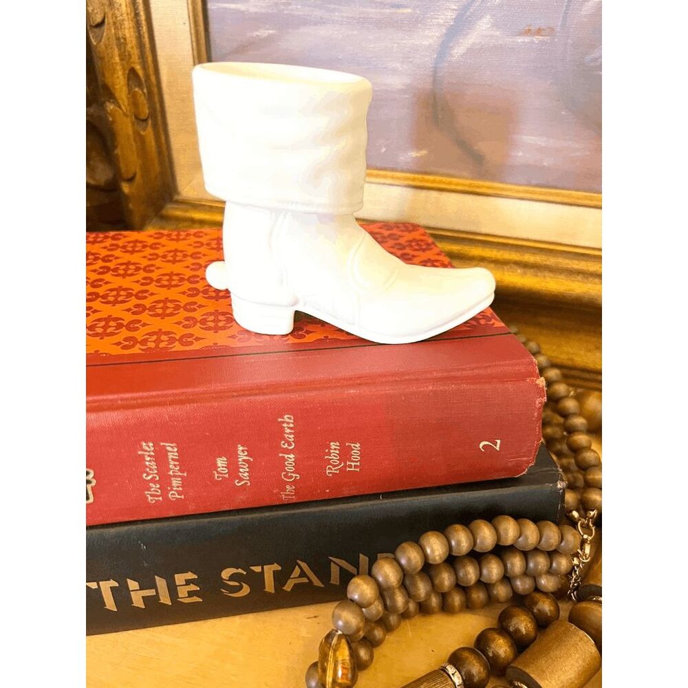 Mosser Milk Glass Cowboy Boot Shot Glass 1.25 oz Western Barware 3 Inch Novelty